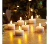 Auraglow Lot de 12 bougies chauffe-plat LED en cire véritable avec mèche à piles
