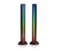 Auraglow Lot de 2 barres lumineuses LED activées par le son, sans fil, rechargeable, avec suppression du bruit, 16 modes d'affichage, parfaites pour la musique, les jeux, la télévision