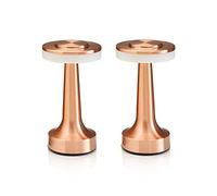 Auraglow - Lot de 2 lampes de table LED rechargeables sans fil à contrôle tactile, parfaites pour les tables de chevet, les hôtels et les restaurants, cuivre