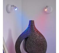 Auraglow Lot de 2 spots LED d'intérieur sans fil à piles avec télécommande, lumière blanche et changement de couleur - Lampe de chevet, de lecture, d'armoire, de tableau et d'exposition