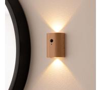 Auraglow Lot de 4 appliques murales en bois rechargeables avec détecteur de mouvement PIR sans fil et batterie automatique pour intérieur couloir, escalier, porche (hêtre)