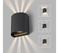 auralab Applique Murale Extérieure Intérieure, Lampe Murale Extérieure Moderne Noir, Lampadaire Murale LED Angle de Faisceau Réglable, 6W 4000K, IP65 Étanche pour Porche, Patio, Jardin, Chambre, Rond