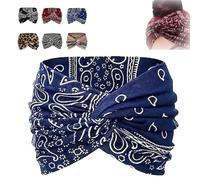 Aurali Acssart Printed Cross Yoga Headband Wide Boho Headbands for Women, Acssart Headbands, Non Slip Soft Fabric Workout Hair Accessories (C-1 PC)