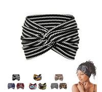 Aurali Acssart Printed Cross Yoga Headband,Wide Boho Non-Slip Soft Fabric Headband for Women, Ideal for Workout, Running, Fitness & Daily Wear (#4)