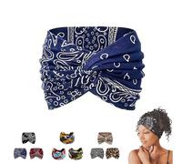 Aurali Acssart Printed Cross Yoga Headband,Wide Boho Non-Slip Soft Fabric Headband for Women, Ideal for Workout, Running, Fitness & Daily Wear (#2)