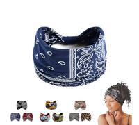 Aurali Acssart Printed Cross Yoga Headband,Wide Boho Non-Slip Soft Fabric Headband for Women, Ideal for Workout, Running, Fitness & Daily Wear (#9)
