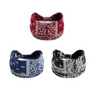 Aurali Acssart Printed Cross Yoga Headband,Wide Boho Non-Slip Soft Fabric Headband for Women, Ideal for Workout, Running, Fitness & Daily Wear (#7#8#9)