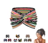 Aurali Acssart Printed Cross Yoga Headband,Wide Boho Non-Slip Soft Fabric Headband for Women, Ideal for Workout, Running, Fitness & Daily Wear (#5)