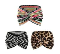 Aurali Acssart Printed Cross Yoga Headband,Wide Boho Non-Slip Soft Fabric Headband for Women, Ideal for Workout, Running, Fitness & Daily Wear (#4#5#6)