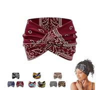 Aurali Acssart Printed Cross Yoga Headband,Wide Boho Non-Slip Soft Fabric Headband for Women, Ideal for Workout, Running, Fitness & Daily Wear (#3)