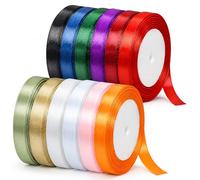 AURALIN Ruban satin double face 10 mm 12 rouleaux de couleurs assorties | Environ 274 m au total pour nouer des cadeaux décorer des bouquets et réaliser des créations en douze couleurs