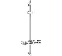 Auralum Barre de Douche Réglable 90cm en Acier Inoxydable - Colonne Douche avec Porte Savon Douche sans Perçage, Finition Chrome Anti-Corrosion, Support Douchette Orientable à 360°, Chorme