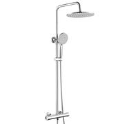 Auralum Colonne de Douche avec Mitigeur Thermostatique, Ensemble de Douche avec Douche de Têtee en ABS Φ25cm, Douchette à 3 Modes, Barre de Douche Extensible, Chromé