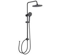 Auralum Colonne de Douche sans Mitigeur, Douche pluie 250 mm, Douchette à 4 Modes, Ensemble de Douche Réglable en Hauteur, Noir