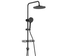 Auralum Colonne de Douche sans Mitigeur, Système de Douche en Acier Inoxydable, Ensemble Salle de Bain avec Divertisseur d'Eau Laiton, Pommeau de Plafond 250mm Round, Douche avec Douche Pluie,Noir