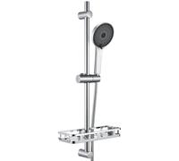 Auralum Colonne de Douche sans Robinet avec Douchette 5 Jets, Barre de Douche Réglable 700mm en Acier Inox, Support Coulissant à 360°, Étagère de Rangement Incluse, Finition Chrome Anti-Corrosion