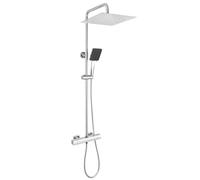 Auralum Colonne de Douche Thermostatique Anti-Calcaire, Ensemble de Douche Complet avec Ciel de Pluie 30cm, Idéal pour Rénovation (Ajustable sans nouveaux trous), Mitigeur Sécurisé 38°C, Chrome