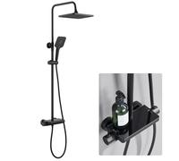 Auralum Colonne de Douche Thermostatique avec Étagère en Verre, Mitigeur Thermostatique et Ciel de Douche Large 30,5cm, 3 Jets Économes en Eau - Kit Complet