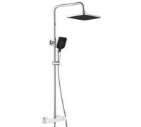 Auralum Colonne de Douche Thermostatique, Ensemble de Colonne de Douche Murale Réglable avec Mitigeur Salle de Bain, 30x19CM Douche de Tête, Carré, Chromé