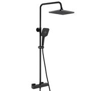 Auralum Colonne de Douche Thermostatique Noir, Ensemble de Colonne de Douche Murale Réglable avec Mitigeur Salle de Bain Robinet, 30x19CM Douche de Tête, Carré Shower Bar Douche Plafonnier Mitigeur