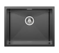 Auralum Evier Cuisine Noir 55 x 44cm, Evier Cuisine 1 Bac mit Siphon et Kit de Vidage, Lavabo Cuisine adapté à Sous Plan, Poser ou Encastrée