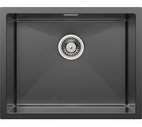 Auralum Evier inox gris noir, 55 cm x 44 cm Evier de cuisine, lavabo cuisine, avec siphon et trop-plein, pour armoire de cuisine à partir de 60 cm, installation facile (sans distributeur de savon)