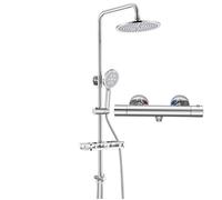 Auralum Max Colonne de Douche avec Thermostatique Mitigeur - Étagère de rangement - 4 Modes Douchette - Hauteur Réglable 72-110CM