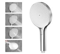 Auralum Pommeau de Douche Anti-Calcaire - Grande Tête de 140 mm à Haute Pression, 4 Modes Réglables avec Économie d‘Eau, Buses en Silicone Auto-Nettoyantes - Finition Chromée