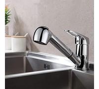 Auralum Robinet Cuisine Douchette Extractible 2 Jets, Mitigeur Évier Monotrou Bec Bas Pivotant 360°, Robinetterie Chromé Eau Froide et Chaude, Idéal pour Espace Sous Meuble ou Fenêtre