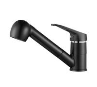 Auralum Robinet de Cuisine Noir avec Douchette Extractible 2 Jets Mitigeur Évier à 360° en Laiton Robinetterie avec Monotrou L'eau Froide et Chaude pour Évier Cuisine ou Lavabo