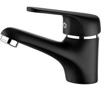 Auralum Robinet de Salle de Bain Noir - Mitigeur de Lavabo Sans Bonde de Vidage, Monolevier en Laiton, Format Compact pour Salle de Bain ou WC d’Invités