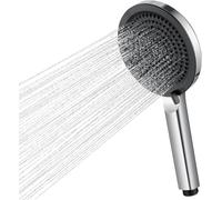 Auralum Tête de douche, grande tête de douche 127 mm, pomme de douche haute pression anti-calcaire, 4 jets, buses anti-calcaire, anneau anti-choc, installation simple et nettoyage rapide, Noir.