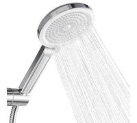Auralum Tête de douche, grande tête de douche 127 mm, pomme de douche haute pression anti-calcaire, 4 jets, buses anti-calcaire, anneau anti-choc, installation simple et nettoyage rapide, Blanc