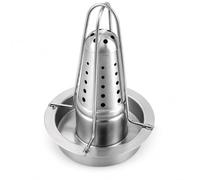 AuraNova Support Poulet INOX, Rôtissoire a Poulet avec Support pour Canette de Bière, Rôtissoire pour Volaille avec Récipient Arômes et Bac Récupérateur pour Four Barbecue et Grill Extérieur