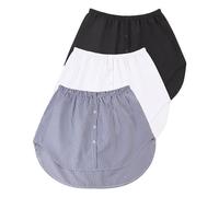 Auranso Jupe Chemisier Extension De Chemise Femme 1/2/3 Pièces Extension De Chemisier Jupe Extenseur Noir/Blanc/Bleu rayé XL