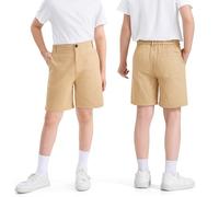 Auranso Short cargo en coton pour garçon - Avec poches - Pour activités de plein air, école, course, salle de sport - 130 à 170 cm - 7-8, 9-10, 11-12, 13-14 ans, noir, kaki, kaki, 13-14 ans