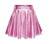 Aurasky Jupe Métallisée Rose, Métallique Mini Jupe, Jupe Brillante Femme, Jupe Plissée Extensible pour Carnaval Cosplay Party