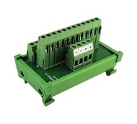 Auratrove Bornier de distribution d'alimentation 2 entrées 12 sorties, 25 A DIN Rail Mount Splitter Board pour commande de moteur PLC, vert