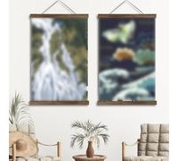 Auratrove Cadre à suspendre en bois de teck naturel pour affiches et peintures, support mural magnétique avec épingles solides pour décoration de maison et de bureau, 21 cm à 51 cm