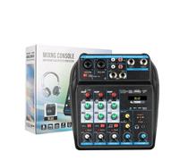 Auratrove Console de mixage audio DJ 4 canaux, USB BT 48 V, préampli à faible bruit, lecteur MP3 pour enregistrement en studio en direct, bleu