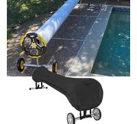 Auratrove Enrouleur de bâche de piscine pour piscines de 4,8 à 7,3 m, sangles réglables, polyéthylène tissé très résistant, protection contre le soleil, la neige et le gel