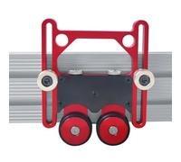 Auratrove Guide d'alimentation réglable à double roulement de roue pour scie à table, scie à ruban et sculpteur inversé, gabarit en alliage d'aluminium avec double curseur, rouge, noir argenté, 110 x