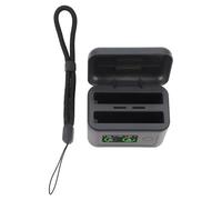 Auratrove Hub de charge rapide 27 W avec écran LED pour Insta360 pour batterie x5, étui de chargeur à double fente avec mode banque d'alimentation, station portable compacte pour batteries de caméra