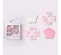 Auratrove Joli ensemble de capuchons en silicone pour Nintendo Switch 2, poignées de pouce souples avec autocollants ABXY, housses de manette roses et blanches pour une meilleure prise en main et un