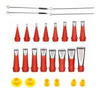 Auratrove Kit d'outils de calfeutrage 26 pièces avec 16 buses en caoutchouc, 6 bases en acier inoxydable et 4 brosses pour joint d'étanchéité de salle de bain cuisine