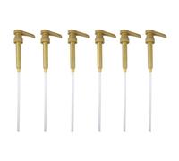 Auratrove Lot de 6 pompes à sirop à tête pressée, distributeur en polypropylène avec ressort en acier inoxydable, anti-fuite pour bouteille de café, gel douche et huile, tube coupable jusqu'à 19,5 cm