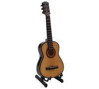Auratrove Modèle de guitare miniature avec support, réplique de guitare classique réaliste en bois de 15 cm, décoration musicale détaillée pour la maison et le bureau, marron pour musiciens