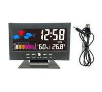 Auratrove Station météo numérique, thermomètre hygromètre LCD avec alarme et rétroéclairage vocal, support mural ou de bureau pour bureau à domicile