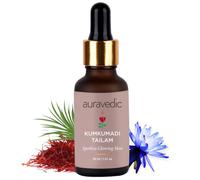 Auravedic Kumkumadi Tailam Huile pour le visage | Safran enrichi et herbes ayurvédiques | Aide à réduire les taches brunes et le teint inégal | Donne une peau douce, lisse et éclatante | Légère et