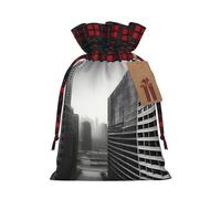 aUrban Horizon Pochette en jute avec cordon de serrage en tissu écossais et étiquette en papier kraft, sac léger et durable